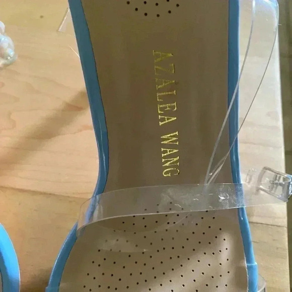 AZAELA WANG WEBSTER SCULPTURAL STILETTO ANKLE STRAP MODERN SANDAL IN BLUE SIZE 9 - Picture 5 of 11